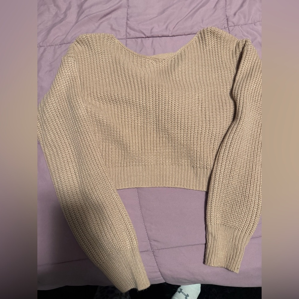 Sweater with Pearl Accent Back and Cutout